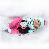 Nicery Reborn Baby Doll Soft Simulation Silicone Vinyl Cloth Body 22 inch 55 cm Magnetic Mouth Lifelike Vivid Boy Girl Toy for Ages 3+ Cloth Body Green Penguin RD55C180