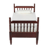 Inusitus Miniature Dollhouse Bed - Dolls House Furniture Queen Bed- 1/12 Scale (Dark-Light-Fabric)