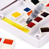 Water Color Set, Magicfly 48 Colors Watercolor Field Sketch Set with 2 Refillable Water Coloring