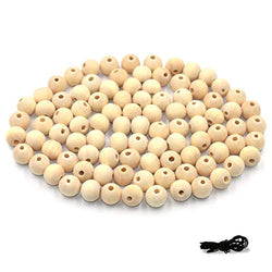 R.FLOWER Natural Wood Beads Round Ball Wooden Loose Beads Unfinished Wood Spacer Beads for DIY