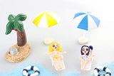 22 Pcs Miniature Blue Sand, Beach Recliner, Boat, Coconut Tree, Girls, Beach Umbrellas Beach Style Beach Set Decoration Set for Crafts, Fairy Garden and Dollhouse