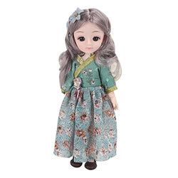 A Leaf 23cm BJD Doll Removable Joints W/Makeup with Clothes and Shoes 1/8 Doll Birthday Gift Toy for Toddler Girls, Gift Boxed (Color : C)