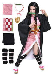 Miccostumes Womens Girls Kimono Cosplay Costume with Bamboo (XS, Multicolored)