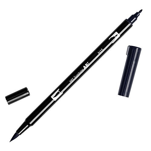 Tombow Dual Brush Pen Art Marker, N15 - Black, 1-Pack