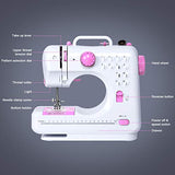 Sewing Machine Electric Household Sewing Machine Portable Crafting Mending Machine Multifunctional Overlock 12 Built-in Stitches for Beginners Girls Amateurs with Sewing Light Foot Pedal Pink