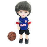 EVA BJD 1/8 Mini BJD Doll Cute 15cm 5.9" Sport Jointed Dolls ABS + Clothes + Accessories Toy Gift (Basketball boy)