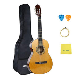 HUAWIND Beginner Classical Guitar 36 Inch Nylon Strings Starter Guitar Kit for Students Boy Girl with Carrying Bag Accessories, Natural Gloss