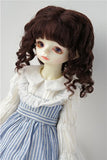 JD162 8-9'' 21-23CM SD long curly Sauvage mohair doll wigs 1/3 BJD doll accessories (Dark brown)
