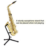 Eastar AS-Ⅱ Student Alto Saxophone E Flat Gold Lacquer Alto Sax Full Kit With Carrying Sax Case Mouthpiece Straps Reeds Stand Cork Grease