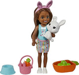 Barbie Chelsea Doll (Brunette) with Pet Bunny & Storytelling Accessories Including Pet Bed, Bunny Treats & More, Toy for 3 Year Olds & Up