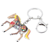 Enamel Metal Horse Key chains For Women Girls Gifts Car Purse Animal Pendant Charms toy (Brwon)