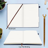 Soomeet Lined Journal Notebook, 200 Pages, Leather Hardcover Notebooks, A5 College Ruled Thick Classic with Pen Loop Notebook Journals for Writing, for Women Men Office School, 5.75'' X 8.38'', Blue