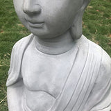 Kante A141006-80021 Lightweight Sitting Meditating Buddha Zen Indoor Outdoor Statue, 25.6 Inch Tall, Gray Concrete