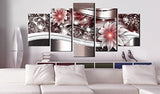 Large Red Gleam Abstract Flower Canvas Wall Art Contemporary Modern Painting Diamond Crystal Floral Print on Canvas Picture Decor