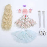 ZDLZDG Elf Dress up 1/4 SD Doll with Skirt Wig Make Up, Pretty Girl BJD Doll 41 cm, Two Styles Optional