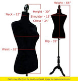Female Mannequin Torso Body Dress Form with Black Adjustable Tripod Stand for Clothing Dress Jewelry Display, Black