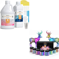Nicpro 0.75 Gallon Deep Pour Epoxy Resin Kit 2:1 & 8 Color Chameleon Powder Pigment Set