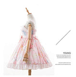 Smiling Angel Sweet Lolita Printed Rabbit Dress Sleeveless Chiffon Lace JSK Princess Dress (Pink, L-XL)