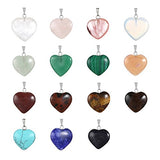 20pcs Heart Shape Healing Crystal Stone Chakra Quartz DIY Stone Random Color Gemstone Pendants