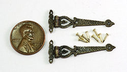 Dollhouse Miniature Large Hinges with Pins in Antique Brass by Town Square Miniatures