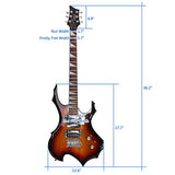 Bysesion Flame Shaped Electric Guitar with 20W Electric Guitar Sound HSH Pickup Novice Guitar Audio Bag Strap Picks Shake Cable Wrench Tool Sunset Color