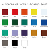 Acrylic Pouring Paint of 20 Bottles (2 oz/60ml) ,18 Assorted Colors Set to Pre-Mixed High Flow Acrylic Paint Pouring Supplies for Canvas Glass Paper Wood Tile and Stones, Complete Paint Pouring Kit