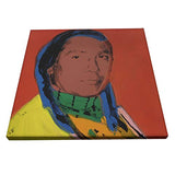 Andy Warhol Pop Art The American Indian (Russell Means) Canvas Wall Art Poster Modern Home Decor Stretched Prints For Bathroom Living Room Bedroom Ready To Hang 12x12in