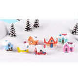 EMiEN 7 Pieces Snow Villa House Christmas Winter Miniature Ornament Kits for DIY Dollhouse Decoration Fairy Garden Plant Décor, Birthday Gift for Children