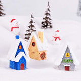 EMiEN 4 PCS Snow Villa House Winter Christmas Miniature Ornament Kits for DIY Fairy Garden Dollhouse Decoration, Christmas Scene Fairy Garden Micro Landscape Accessories Décor Children