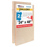 U.S. Art Supply 24" x 48" Birch Wood Paint Pouring Panel Boards, Gallery 1-1/2" Deep Cradle (Pack of 2) - Artist Depth Wooden Wall Canvases - Painting Mixed-Media Craft, Acrylic, Oil, Encaustic