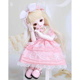 MEESock BJD Doll Clothes, Cute Pink Lace Princess Dress + Headwear, for 1/4 1/6 SD Girl Doll Dress Up Accessory Set,1/6