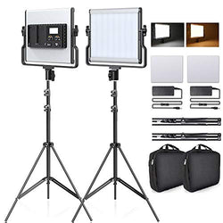 FOSITAN LED Video Light with 79 inches Stand LCD Display Bi-Color 3960 Lux SMD LED CRI 96+ U-Bracket Metal Shell Video Lighting Kit for YouTube Studio Photography Shooting