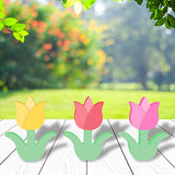Whaline 6Pcs Wooden Tulip Cutouts Unfinished Table Wooden Signs Tulip Shaped Craft Tags Slice Ornament for Spring Easter Tiered Tray Decor Home Kitchen Office School Mantle Decor DIY Art Craft