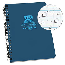 Rite in the Rain All-Weather Side-Spiral Notebook, 4 5/8" x 7", Blue Cover, Universal Pattern (No. 273)