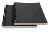Mini Skater Set of 2 Black Notebook Blank Journal Memo Notebooks for Classroom School Students 100 Pages 50 Sheets (7 x 4.7 inch,Black (Blank))