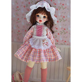 RAVPump BJD Doll Clothes, 4Pcs Pink Ribbon Grid Dress for 1/6 BJD Doll (No Doll)