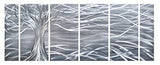 Pure Art Metal Wall Art – The Tree of Life Silver Abstract Wall Art – Minimalist 3D Wall Décor for Modern and Contemporary Decor – Exquisite Handmade Design – 6 Panels 24 x 65-inch