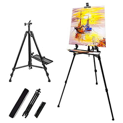 Artify 61 Inches Painting Easel Stand, Adjustable Height from 22-61”, Tripod for Painting and Display with a Carrying Bag, Aluminum, 1PACK, Black