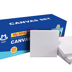 COLOR MAGIC Mini Stretched Canvas 3x3 Inch/24 Pack - Square Canvas for Kids, Ideal for Painting & Craft