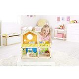 Hape Happy Villa Kids Wooden Doll House Set | 2 Story Dolls Villa with Furniture and Accessories