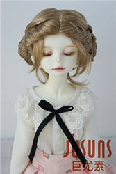 JD177 7-8inch 18-20cm Ballet BJD Wigs 1/4 MSD Lovely Braids Bowl Synthetic Mohair Doll Wigs (Light Brown)
