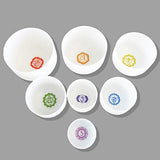 440HZ Chakra Tuned Set of 7 Paternoster Frosted Quartz Crystal Singing Bowls 6"-12"