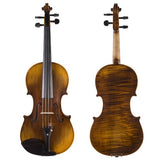 Cecilio CVN-600 Hand Oil Rub Highly Flamed 1-Piece Back Solidwood Violin with D'Addario Prelude Strings, Size 4/4 (Full Size)