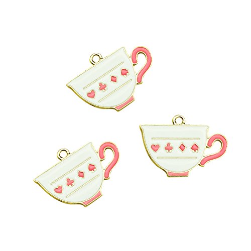 SANQIU Enamel Teapot Charm Pack of 10 Coffee Cup Pendant for Jewelry Making