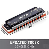 East top Harmonica C, Updated Diatonic Blues Deluxe Harmonica C Key 10 Holes 20 Tones Professional Blues Harp Diatonic Mouth Organ, Blues harmonica for Adults, Professionals, Beginners and Students