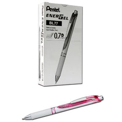 Pentel EnerGel Pearl Deluxe RTX, 0.7mm, Black Ink, Box of 12 (BL77PWP-A)