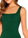 Romwe Women's Sleeveless Scoop Neck A Line Party Mini Summer Dress Dark Green S