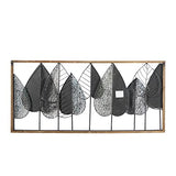 Deco 79 Metal Leaf Varying Texture Wall Decor with Wood Frame, 47" x 3" x 22", Brown