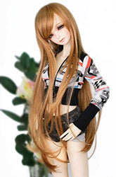 1/6 6-7" 15-17cm Bjd Doll Hair Wig Long Straight Layer Roll Inside Tips Golden Brown Styled
