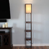 Brightech Maxwell Drawer Edition - Shelf & LED Floor Lamp Combination - Modern Living Room Standing